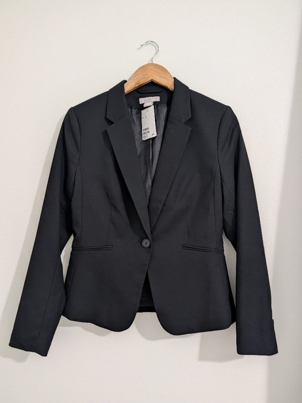 NWT H&M Black Tailored Single-Button Blazer Jacket Size US 8 / EUR 40